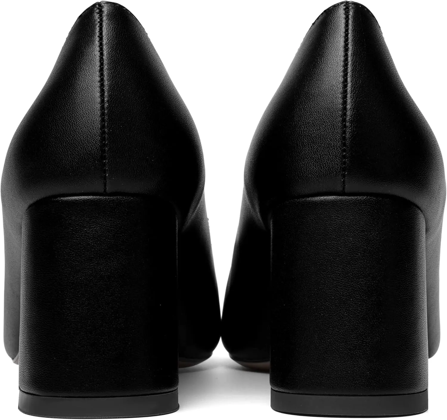 AMBELIGHT Womens Office Matte Pointed Toe Slip On Solid Chunky Mid Heel Pumps Shoes 2.5 Inch