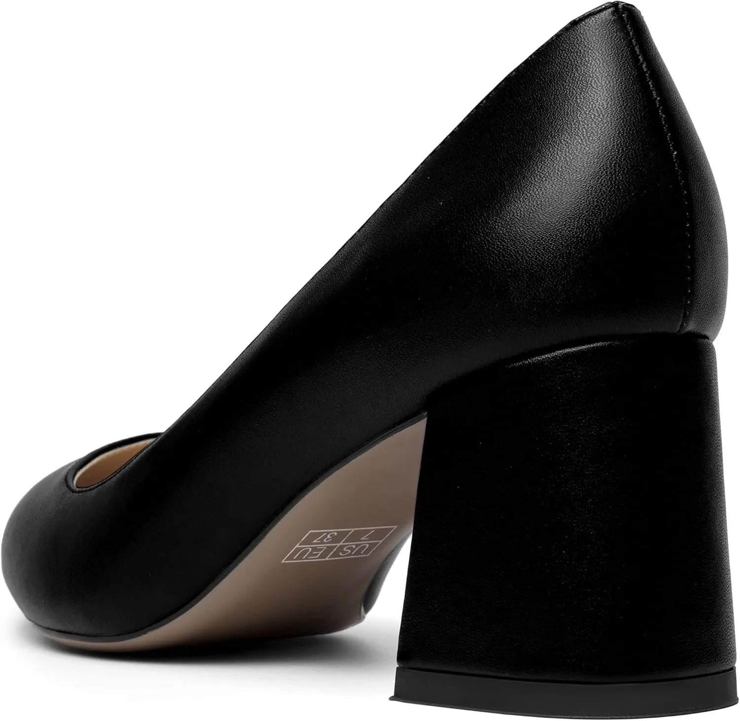 AMBELIGHT Womens Office Matte Pointed Toe Slip On Solid Chunky Mid Heel Pumps Shoes 2.5 Inch