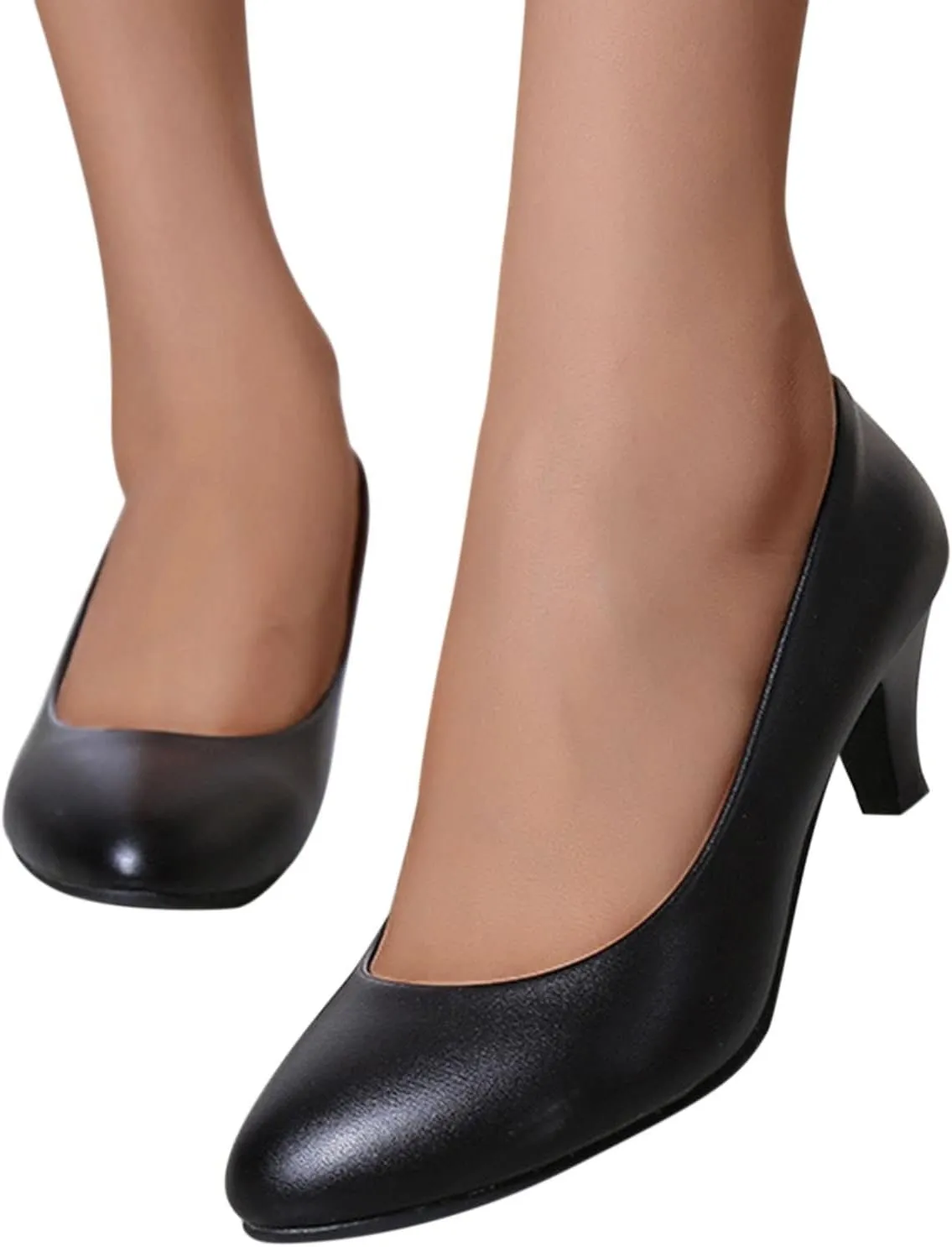 AMDBEL Ballet Flats Shoes for Women Dressy, Women's Slingback Leather Slingback Flats Pointed Toe Pumps Comfort Heeled Sandal