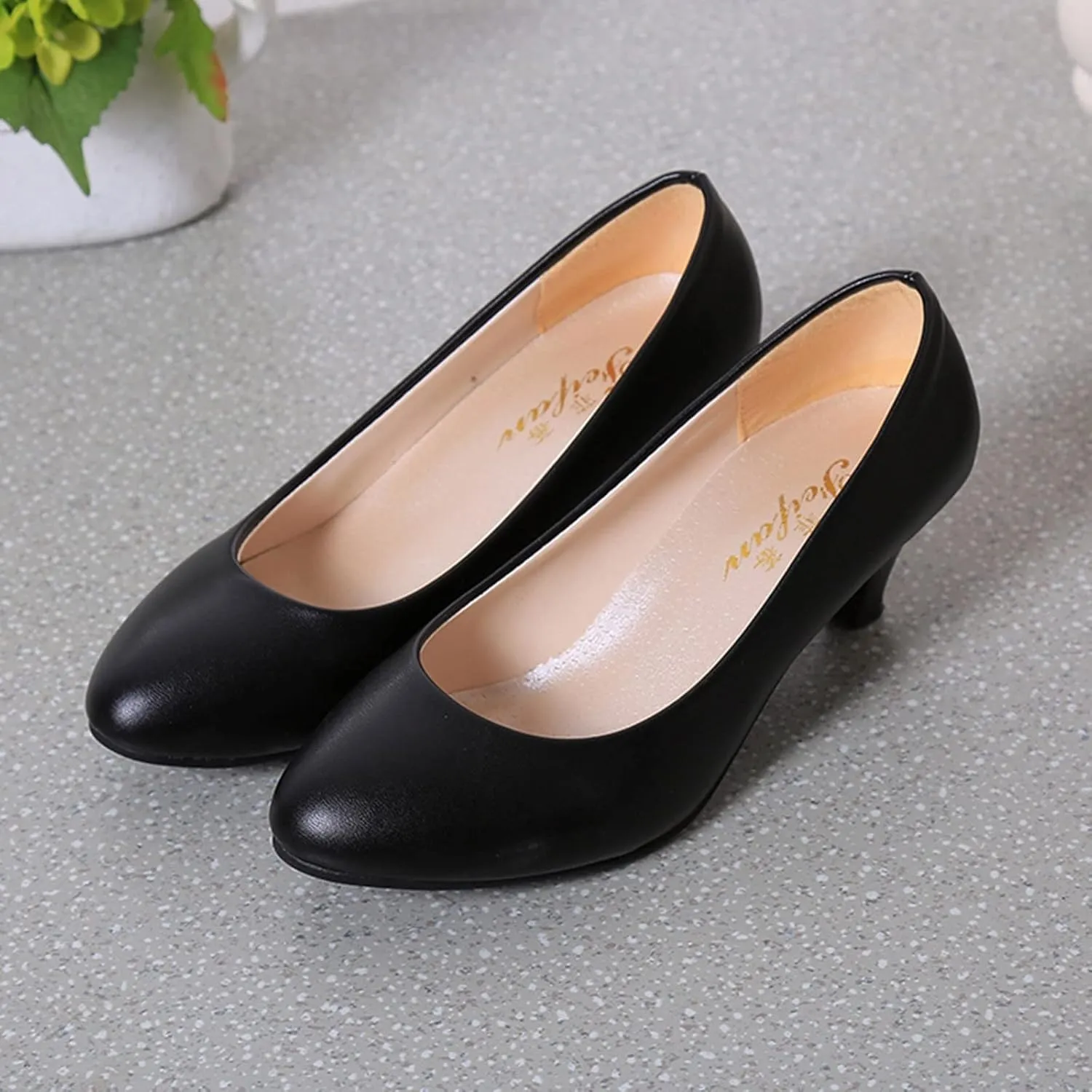 AMDBEL Ballet Flats Shoes for Women Dressy, Women's Slingback Leather Slingback Flats Pointed Toe Pumps Comfort Heeled Sandal