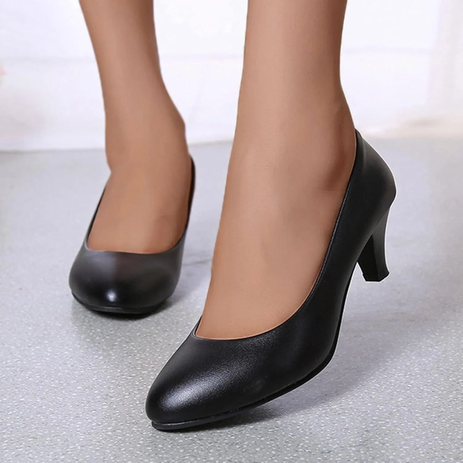 AMDBEL Ballet Flats Shoes for Women Dressy, Women's Slingback Leather Slingback Flats Pointed Toe Pumps Comfort Heeled Sandal