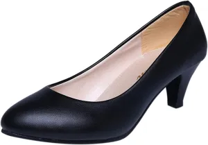 AMDBEL Black Pumps for Women Comfortable Low Heel, Women's Chunky Pointed Toe Low Block Heels Work Pumps Comfortable Round Toe Dress Wedding Shoes