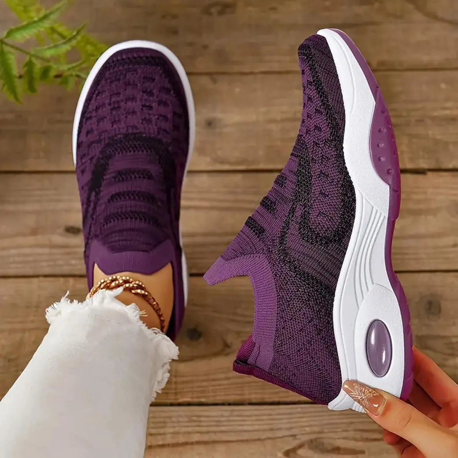 Arch Support Slip on Sneakers for Women Non Slip Workout Fashion Tennis Running Sneakers Business Office Shoe