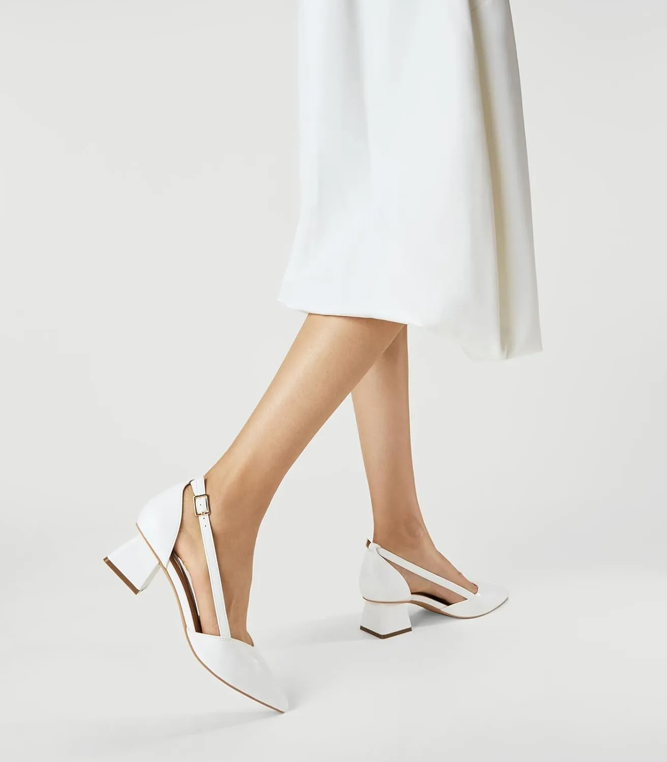 Arromic Women's Low Chunky Heels Pointed Closed Toe Pumps Buckle Chunky Block Heel Dress Slip On D'Orsay Wedding Party Office Shoes