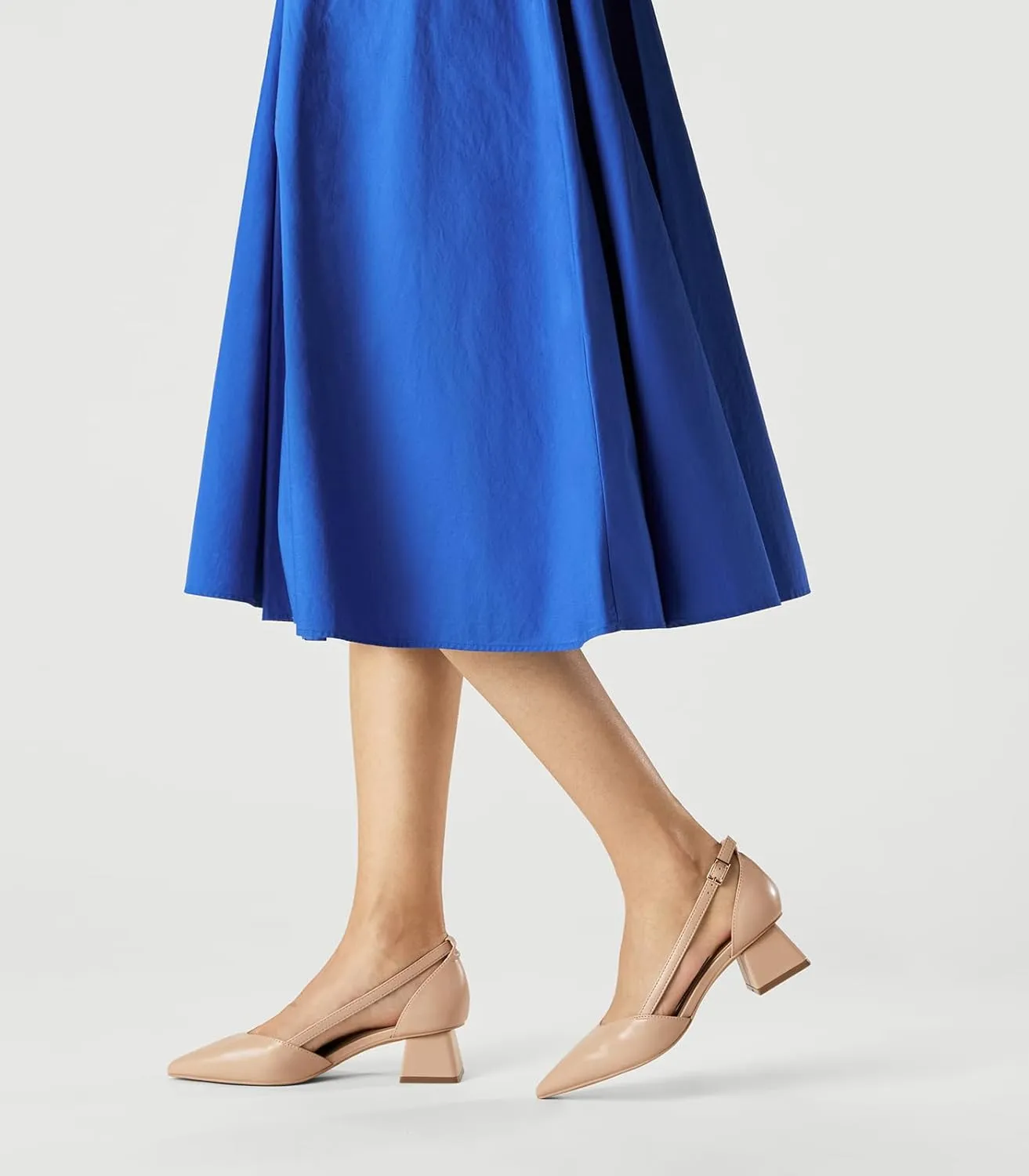 Arromic Women's Low Chunky Heels Pointed Closed Toe Pumps Buckle Chunky Block Heel Dress Slip On D'Orsay Wedding Party Office Shoes