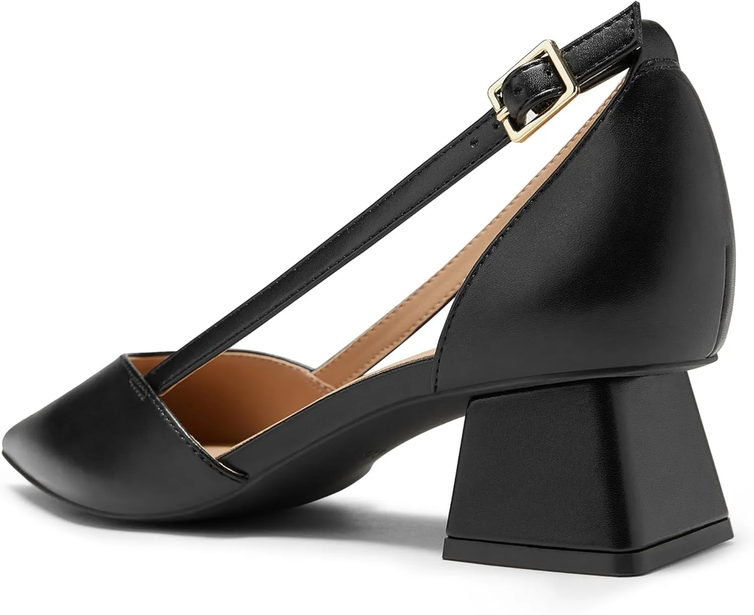 Arromic Women's Low Chunky Heels Pointed Closed Toe Pumps Buckle Chunky Block Heel Dress Slip On D'Orsay Wedding Party Office Shoes