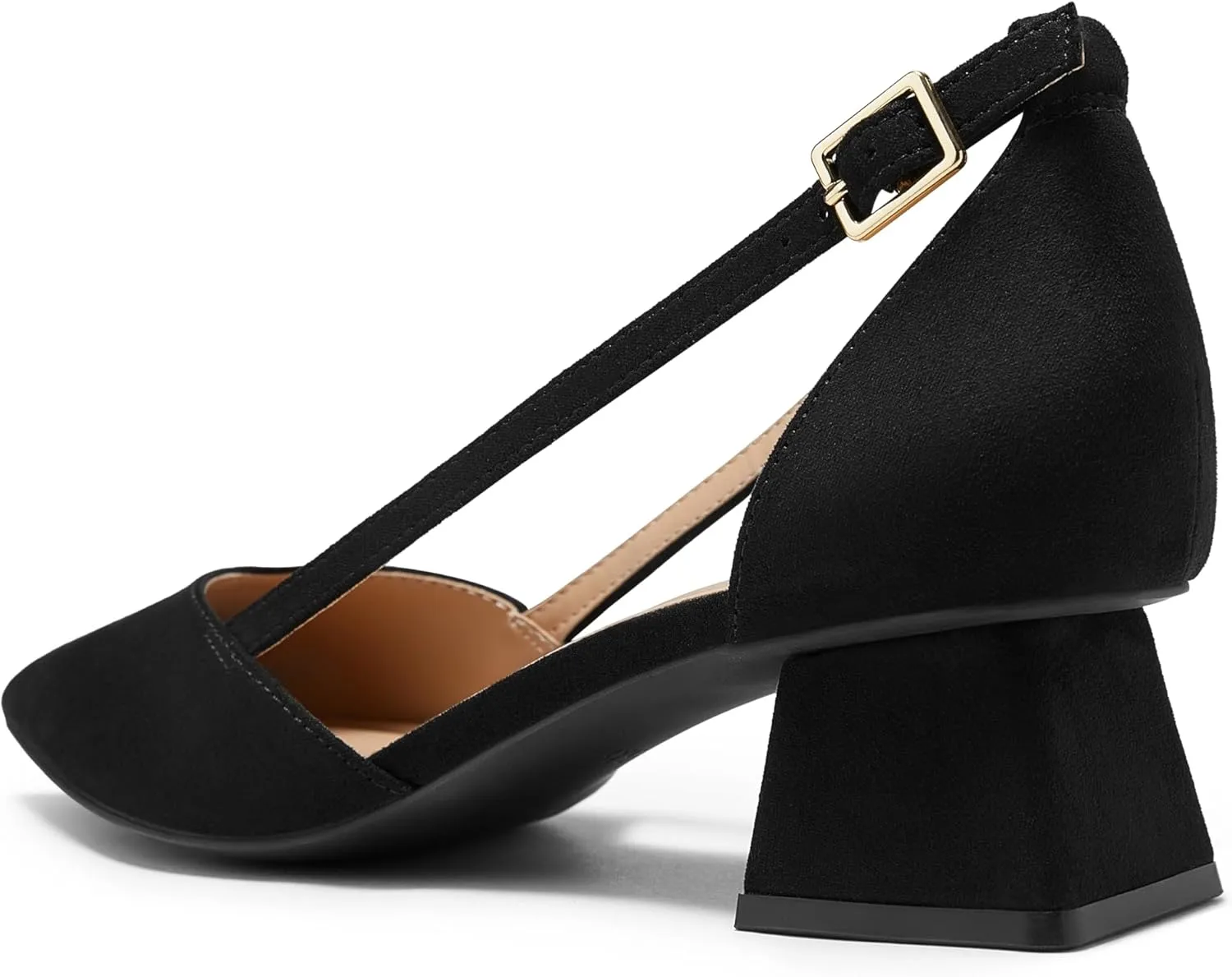 Arromic Women's Low Chunky Heels Pointed Closed Toe Pumps Buckle Chunky Block Heel Dress Slip On D'Orsay Wedding Party Office Shoes