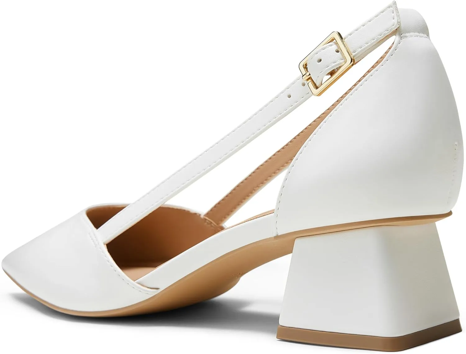 Arromic Women's Low Chunky Heels Pointed Closed Toe Pumps Buckle Chunky Block Heel Dress Slip On D'Orsay Wedding Party Office Shoes