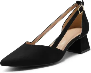 Arromic Women's Low Chunky Heels Pointed Closed Toe Pumps Buckle Chunky Block Heel Dress Slip On D'Orsay Wedding Party Office Shoes