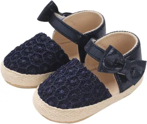 Baby Girls Sandals Non Slip Close Toe Flats Adjusted Strap Shoes Toddler Cute Princess Bowknot Soft Sole Sandals