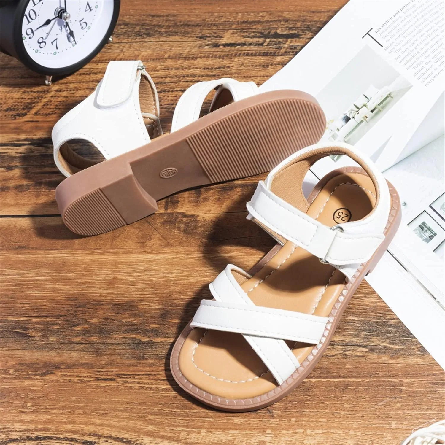 Baby Shoes Girl Children Shoes Fashion Comfortable Soft Sole Sandals Beach Outdoor Flat Casual (White, 11 Little Child)