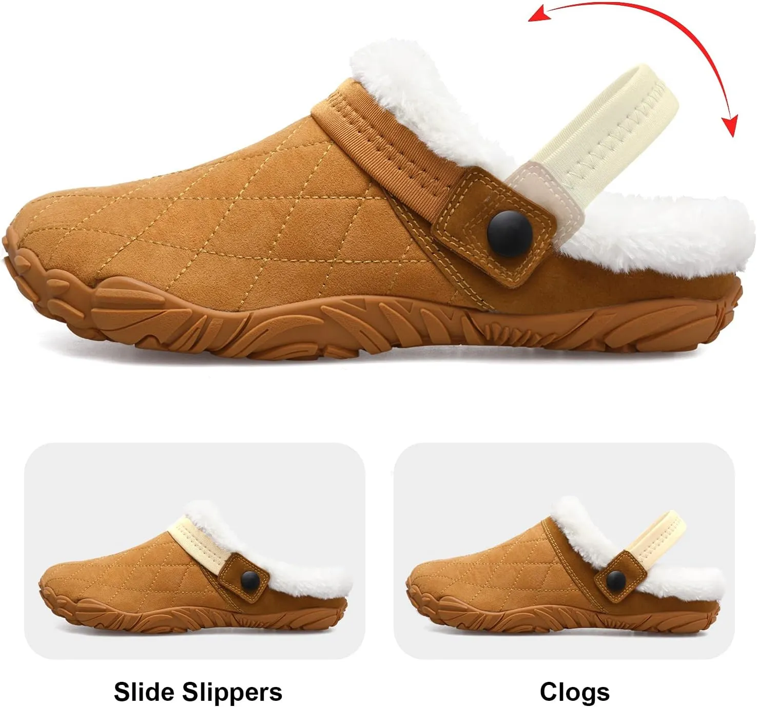 Besroad Womens Mens Furry Slides House Slippers Fuzzy Fluffy Bedroom Cozy Memory Foam Slippers Clogs