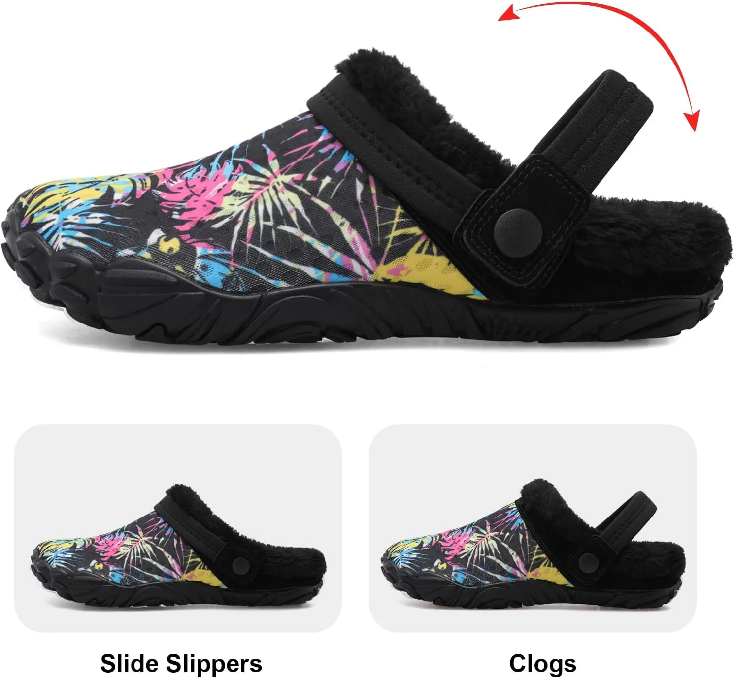 Besroad Womens Mens Furry Slides House Slippers Fuzzy Fluffy Bedroom Cozy Memory Foam Slippers Clogs