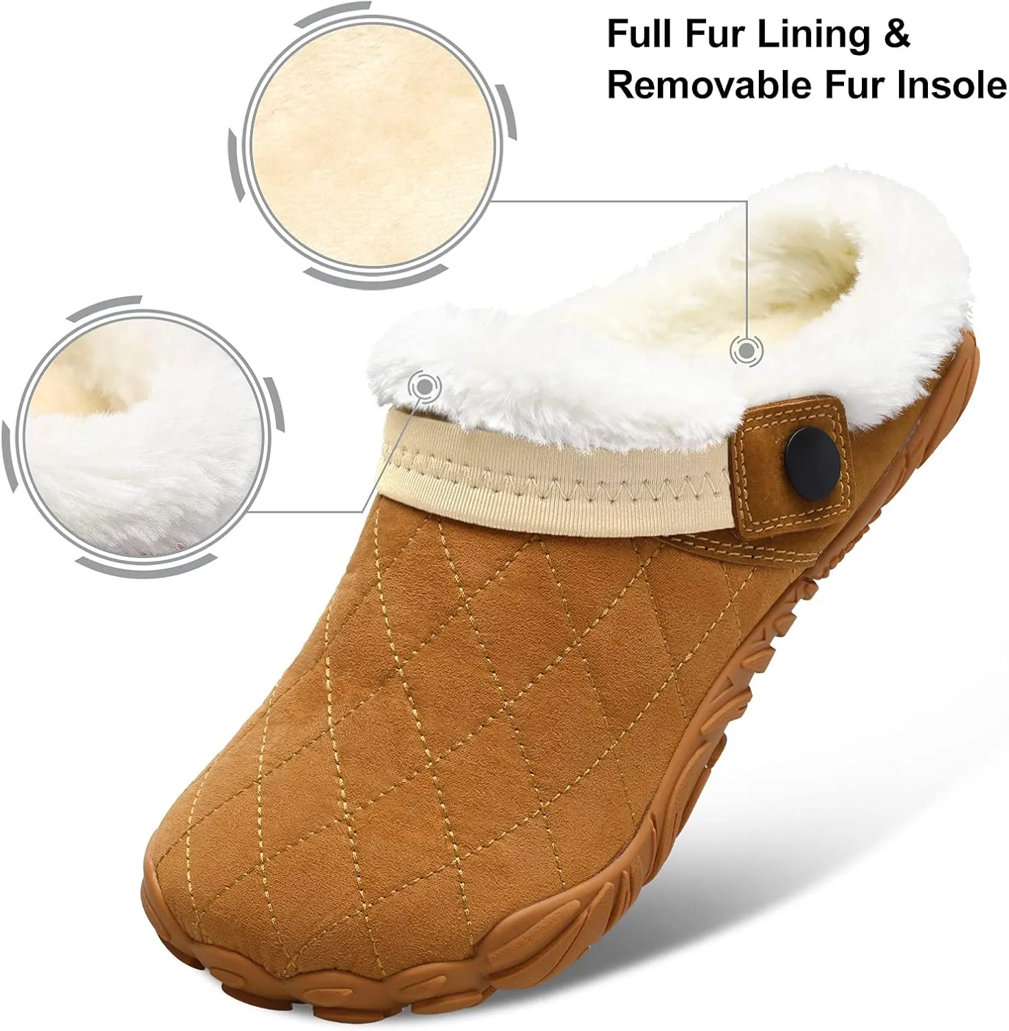 Besroad Womens Mens Furry Slides House Slippers Fuzzy Fluffy Bedroom Cozy Memory Foam Slippers Clogs