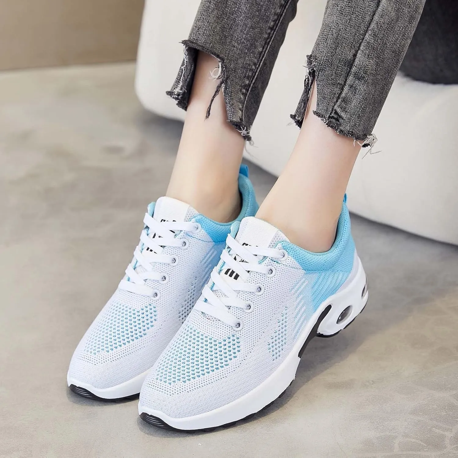 Casual Sneakers for Women Lightweight Breathable Non Slip Walking Shoes Air Cushion Running Tennis Walking Shoes Mesh Breathable Fashion Sneakers Work Tennis Sport Athletic Trainers