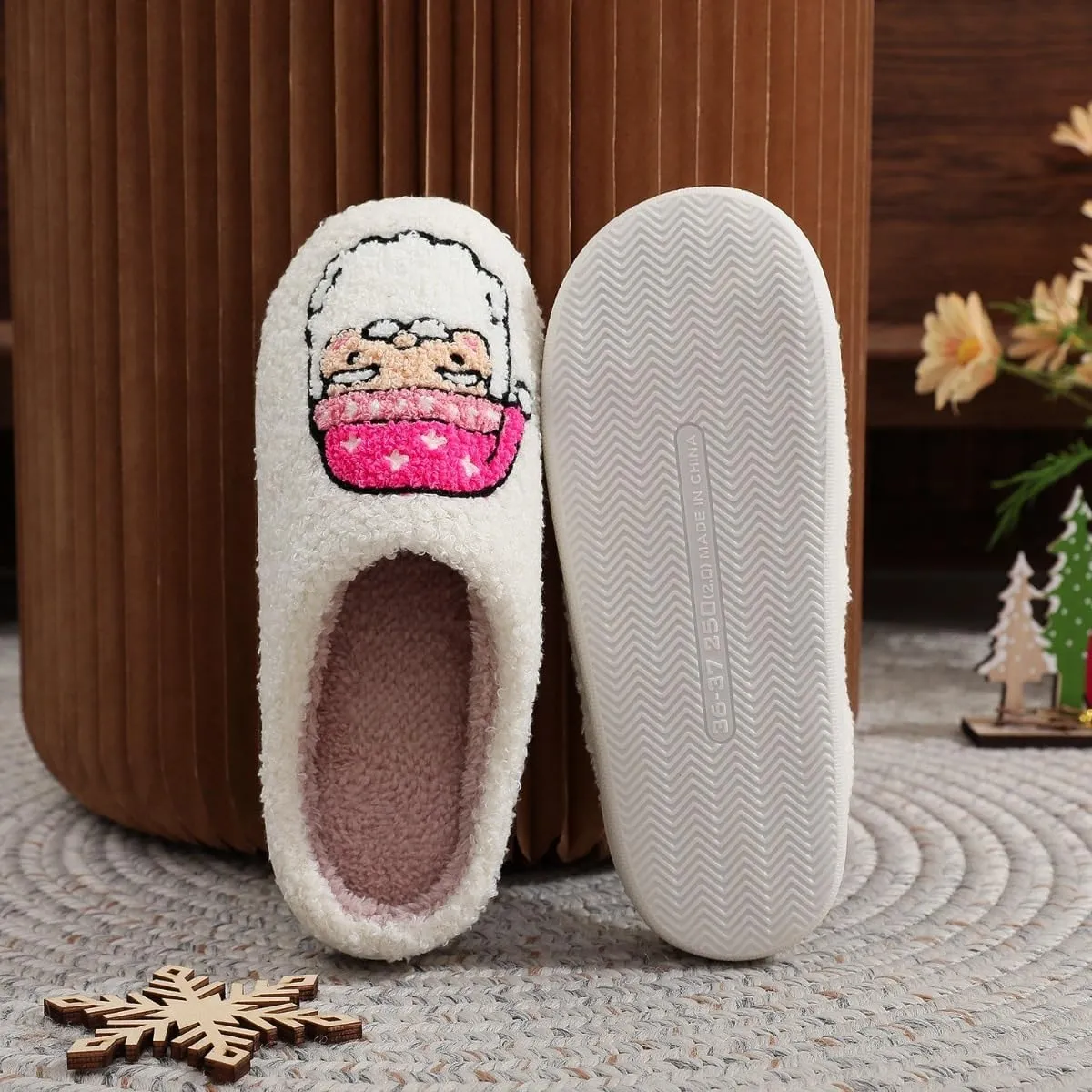 Christmas House Slippers Women Men Holiday Winter Memory Foam Slippers Indoor Cozy Family Cute Shoes