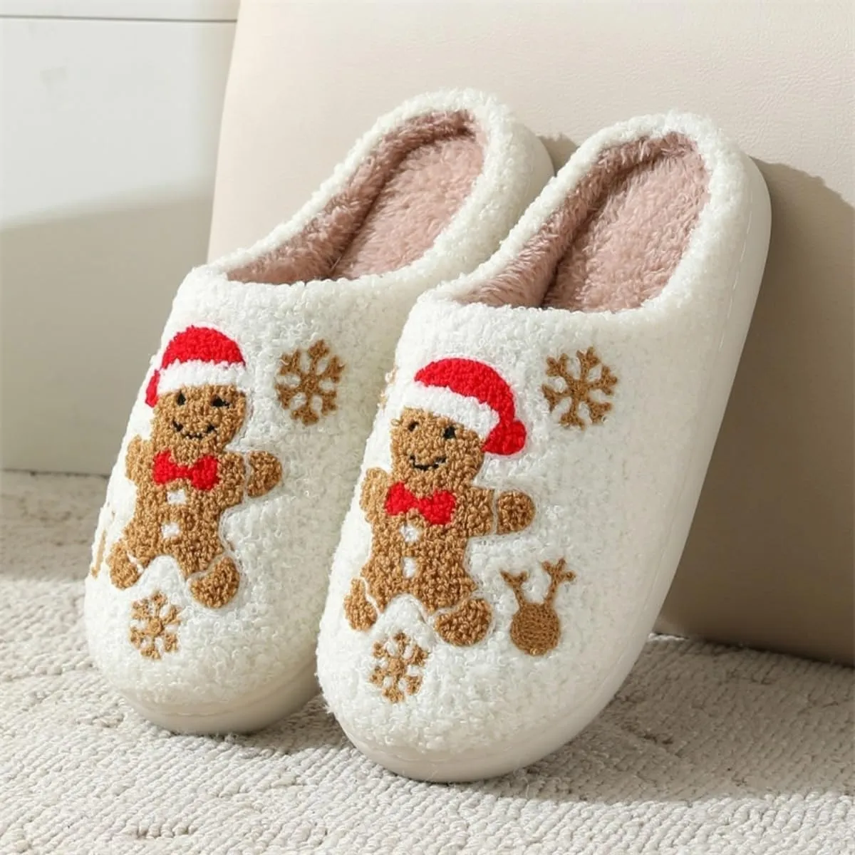 Christmas House Slippers Women Men Holiday Winter Memory Foam Slippers Indoor Cozy Family Cute Shoes