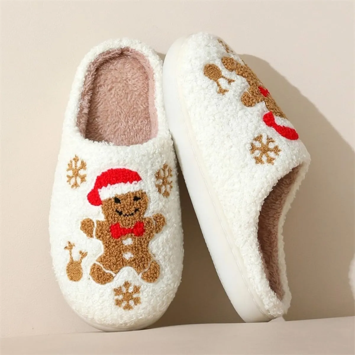 Christmas House Slippers Women Men Holiday Winter Memory Foam Slippers Indoor Cozy Family Cute Shoes