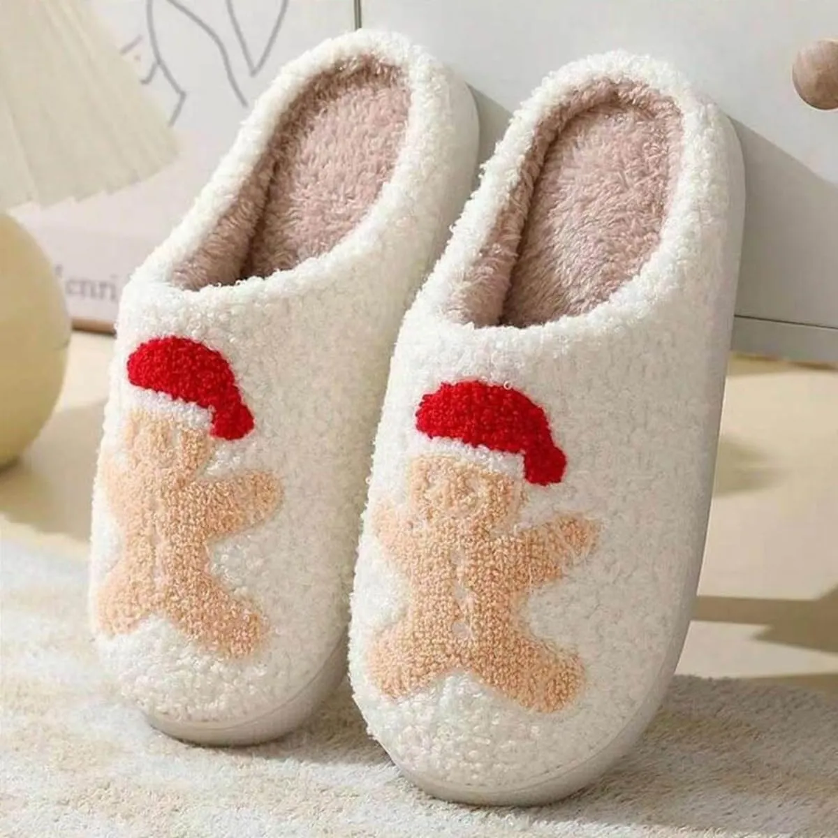 Christmas House Slippers Women Men Holiday Winter Memory Foam Slippers Indoor Cozy Family Cute Shoes