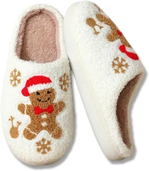 Christmas House Slippers Women Men Holiday Winter Memory Foam Slippers Indoor Cozy Family Cute Shoes