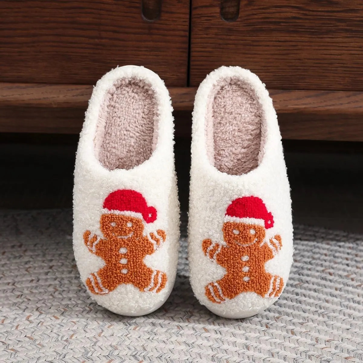 Christmas House Slippers Women Men Holiday Winter Memory Foam Slippers Indoor Cozy Family Cute Shoes