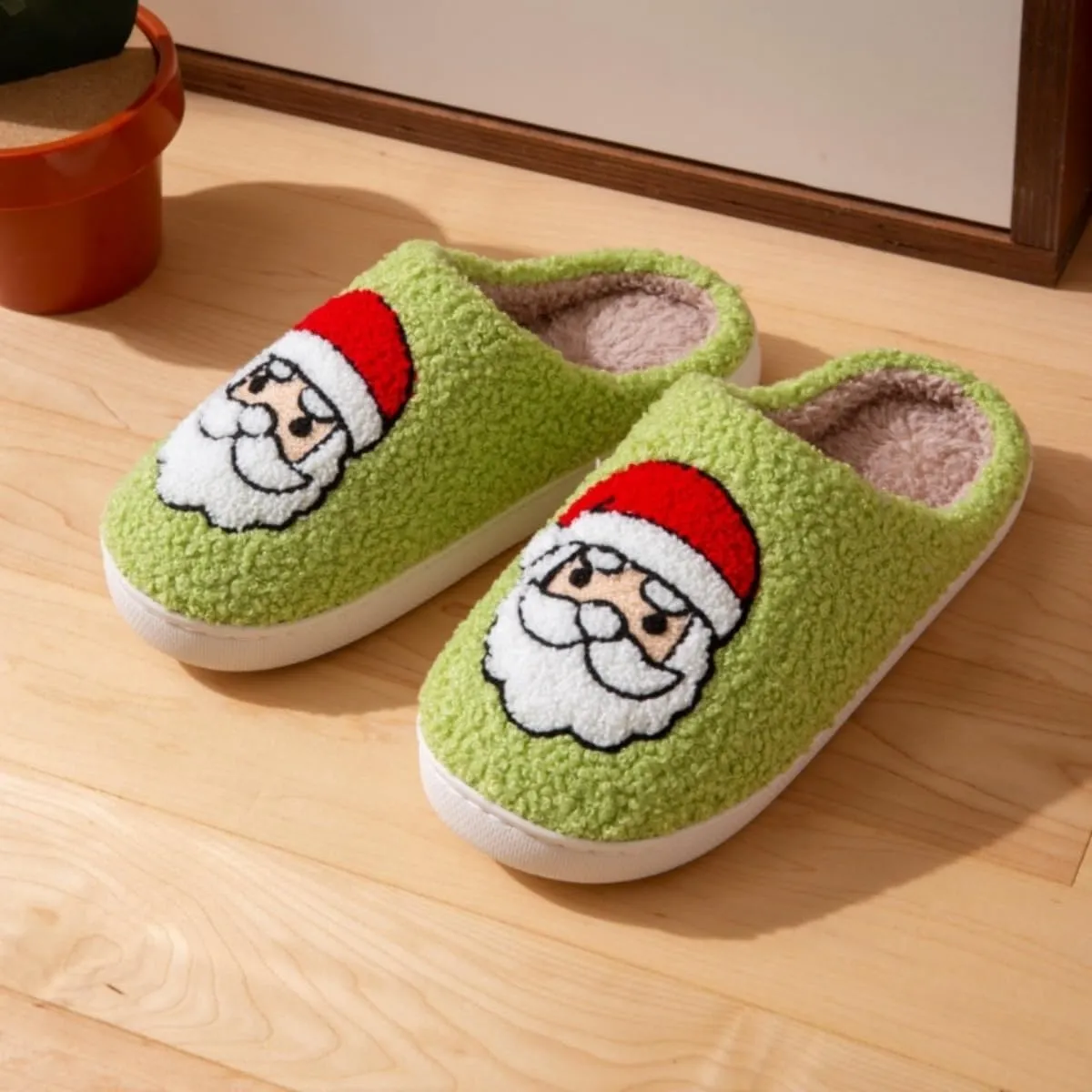 Christmas House Slippers Women Men Holiday Winter Memory Foam Slippers Indoor Cozy Family Cute Shoes