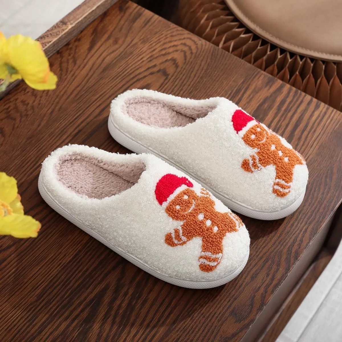 Christmas House Slippers Women Men Holiday Winter Memory Foam Slippers Indoor Cozy Family Cute Shoes