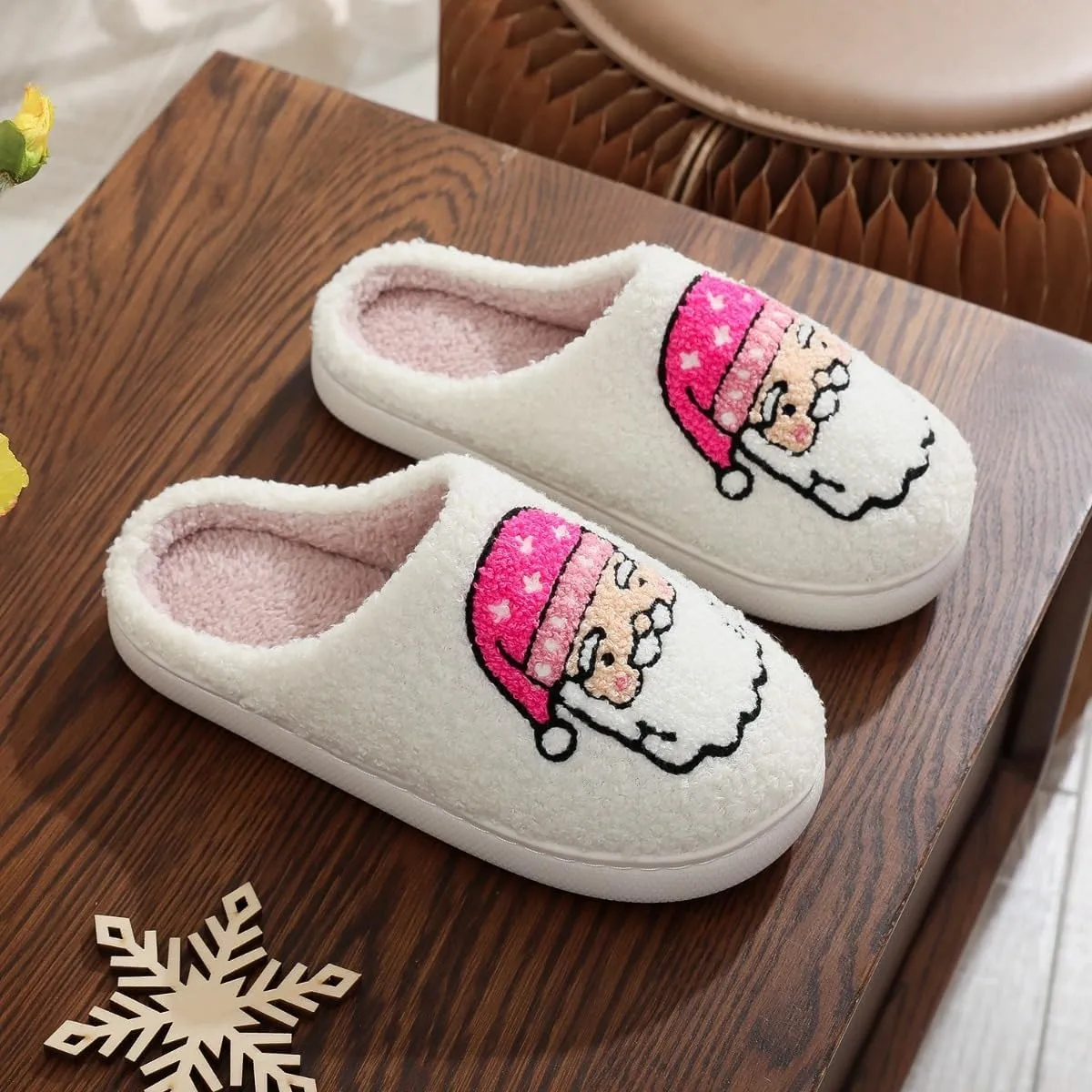 Christmas House Slippers Women Men Holiday Winter Memory Foam Slippers Indoor Cozy Family Cute Shoes