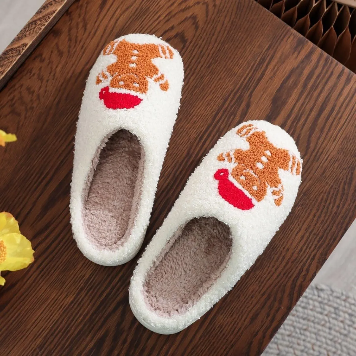 Christmas House Slippers Women Men Holiday Winter Memory Foam Slippers Indoor Cozy Family Cute Shoes