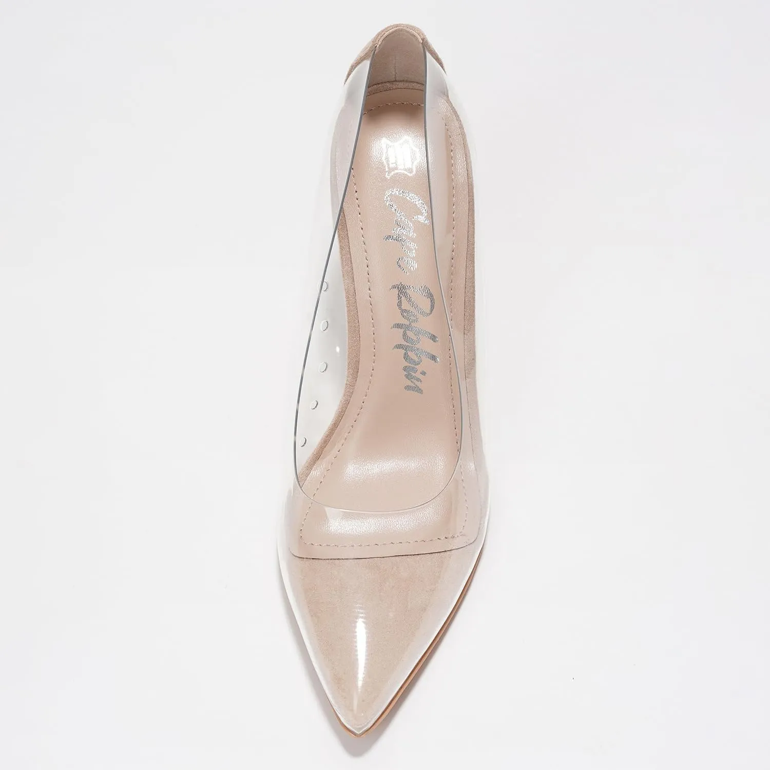 Clear Pointed Toe Heels for Women- Pointy Heels for Women with Transparent Upper, 3.75 inch Lucite Heel & Genuine Leather Insole- Classy Clear Pumps (Glass Doll.A)