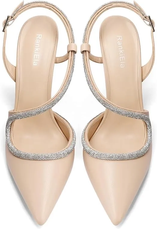 Closed Toe High Heels, Womens Pointed Toe Slip On Stiletto Pumps, Elegant Pointy Heels Dress Shoes Weeding Comfortable Pump Shoes