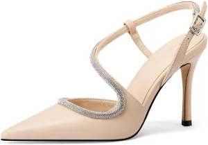 Closed Toe High Heels, Womens Pointed Toe Slip On Stiletto Pumps, Elegant Pointy Heels Dress Shoes Weeding Comfortable Pump Shoes