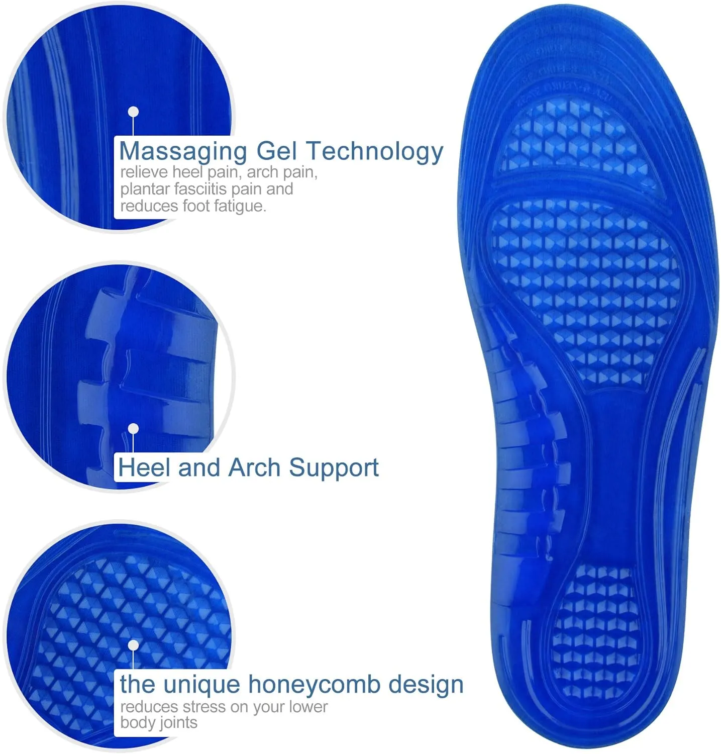 Cushioning-Gel Insoles for Women Providing Shock Absorption for Feet Relief, Comfortable Memory Foam Insole,Plantar Fasciitis Feet Arch Supports Shoe Inserts Size US6-10 Black S