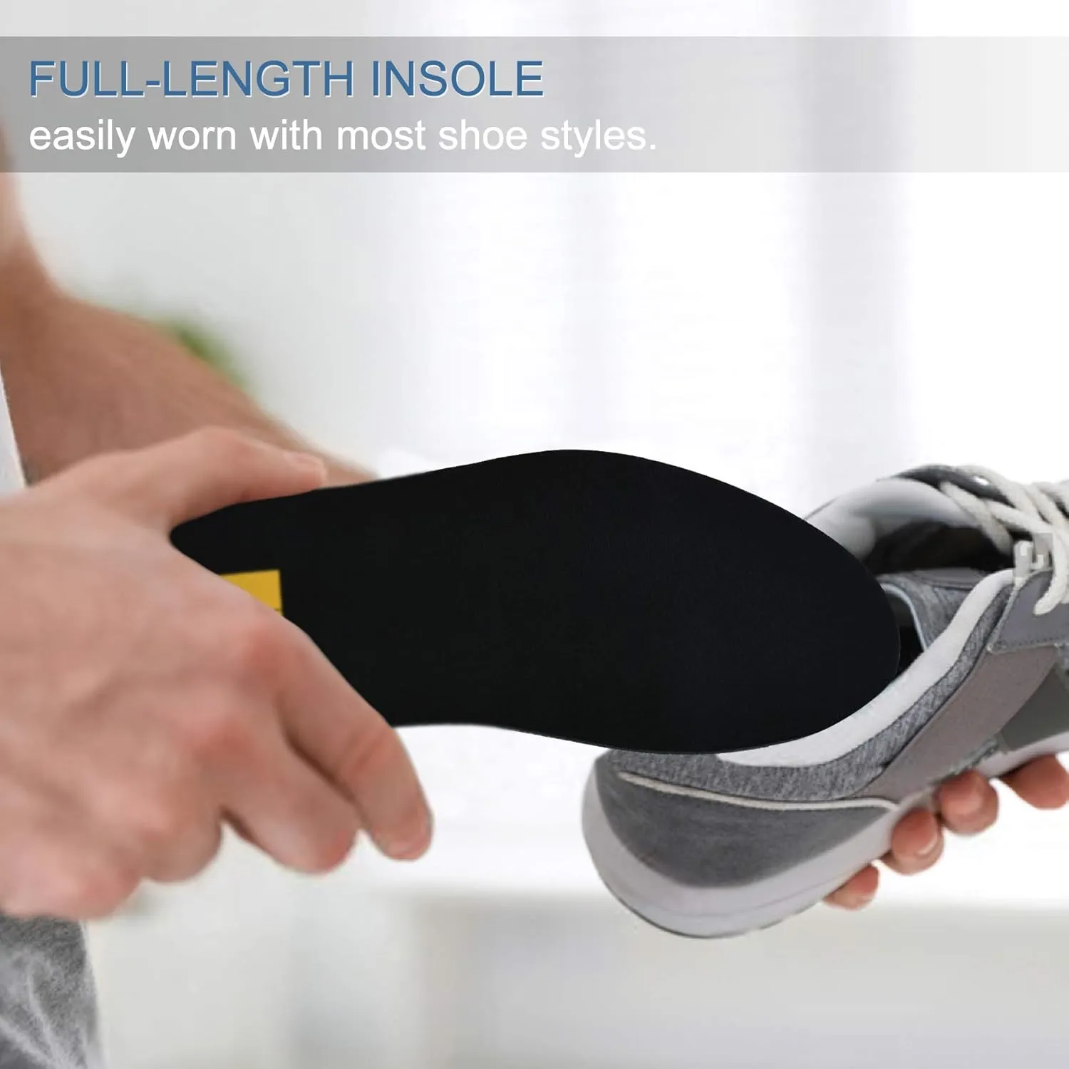 Cushioning-Gel Insoles for Women Providing Shock Absorption for Feet Relief, Comfortable Memory Foam Insole,Plantar Fasciitis Feet Arch Supports Shoe Inserts Size US6-10 Black S
