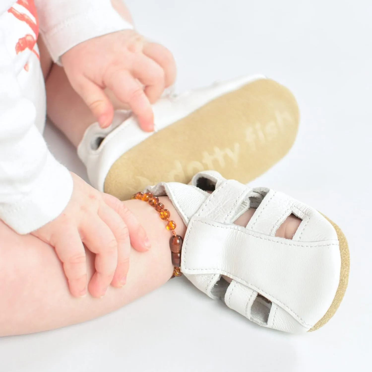 Dotty Fish Infant and Toddler Soft Leather Sandals  Barefoot-Friendly, Non-Slip Suede Sole, Podiatrist Recommended, Breathable Baby-Safe Leather, British Brand  Fits 04 Years