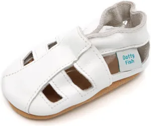 Dotty Fish Infant and Toddler Soft Leather Sandals  Barefoot-Friendly, Non-Slip Suede Sole, Podiatrist Recommended, Breathable Baby-Safe Leather, British Brand  Fits 04 Years