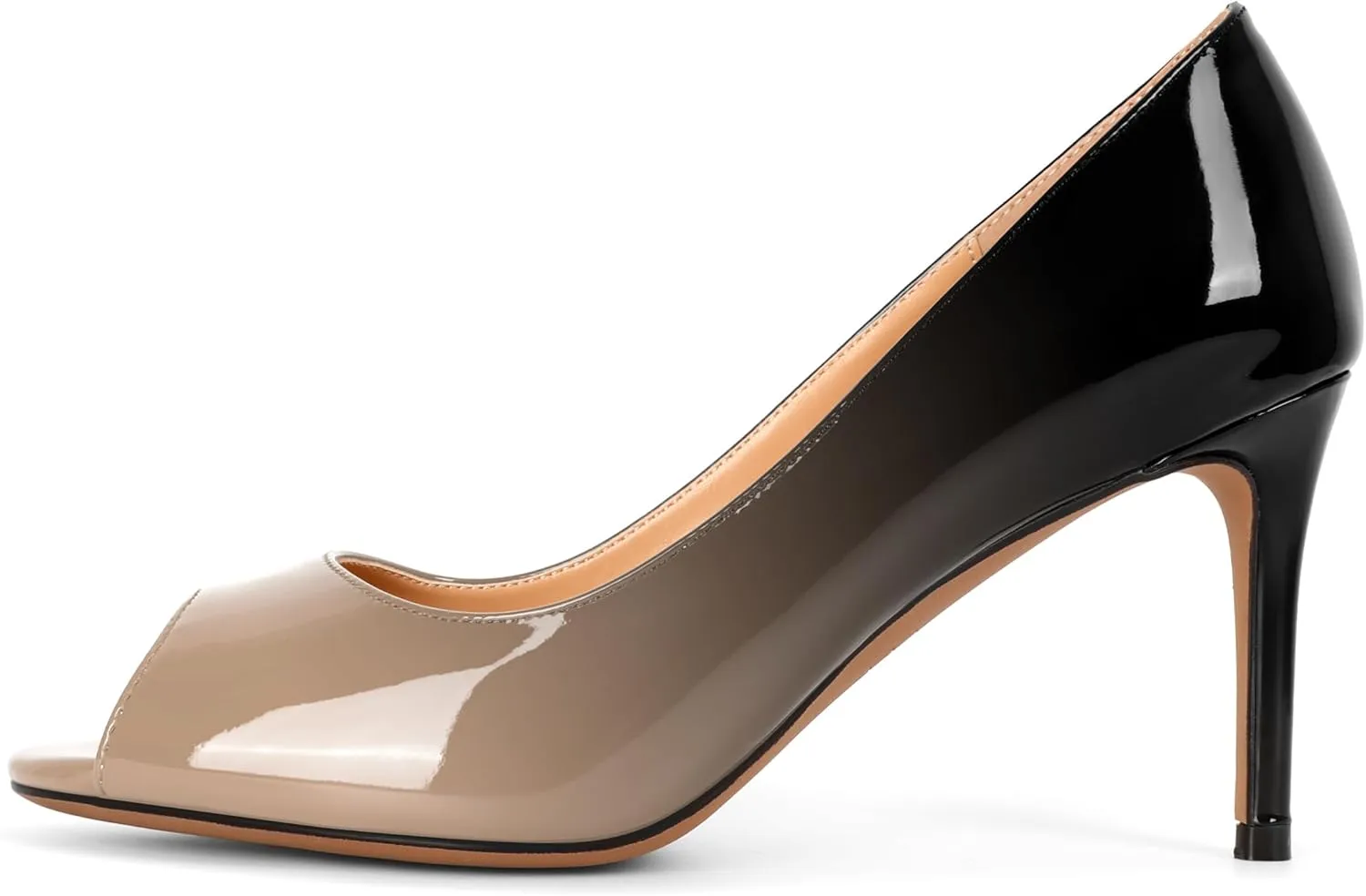 Eldof Women Peep Toe Pumps Mid-Heel Pumps Formal Wedding Bridal Classic Heel Open Toe Stiletto
