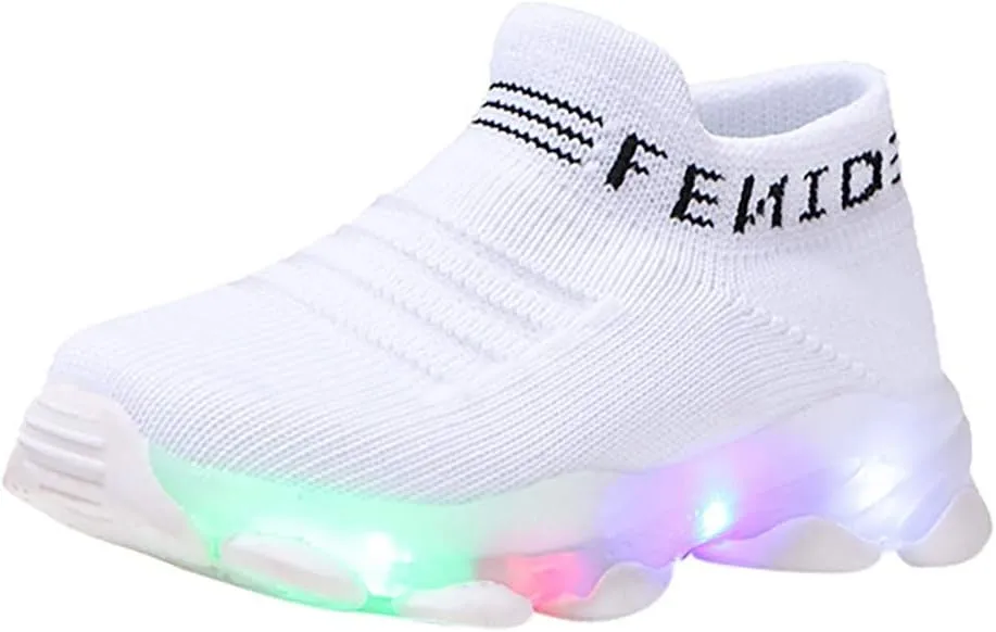 EnJoCho Baby First Walking Shoes 1-6Y Old Toddler Slip on Infant Waves Shoes Boy Girl Cotton Mesh (White-b#qas, 18-24 Months)