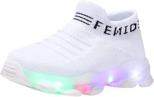 EnJoCho Baby First Walking Shoes 1-6Y Old Toddler Slip on Infant Waves Shoes Boy Girl Cotton Mesh (White-b#qas, 18-24 Months)