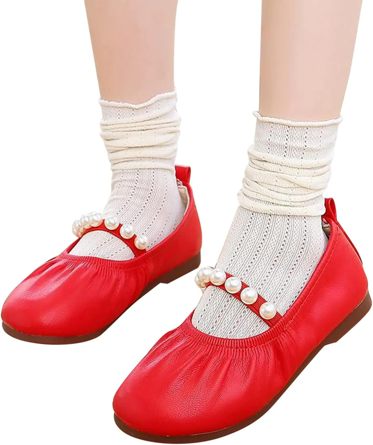 EnJoCho Baby Running Shoes Toddler Little Girl Dress Shoes Casual Slip On Ballet Flat Princess Shoes Soft Sole Shoes 1-12Y (Red, 15 Months)