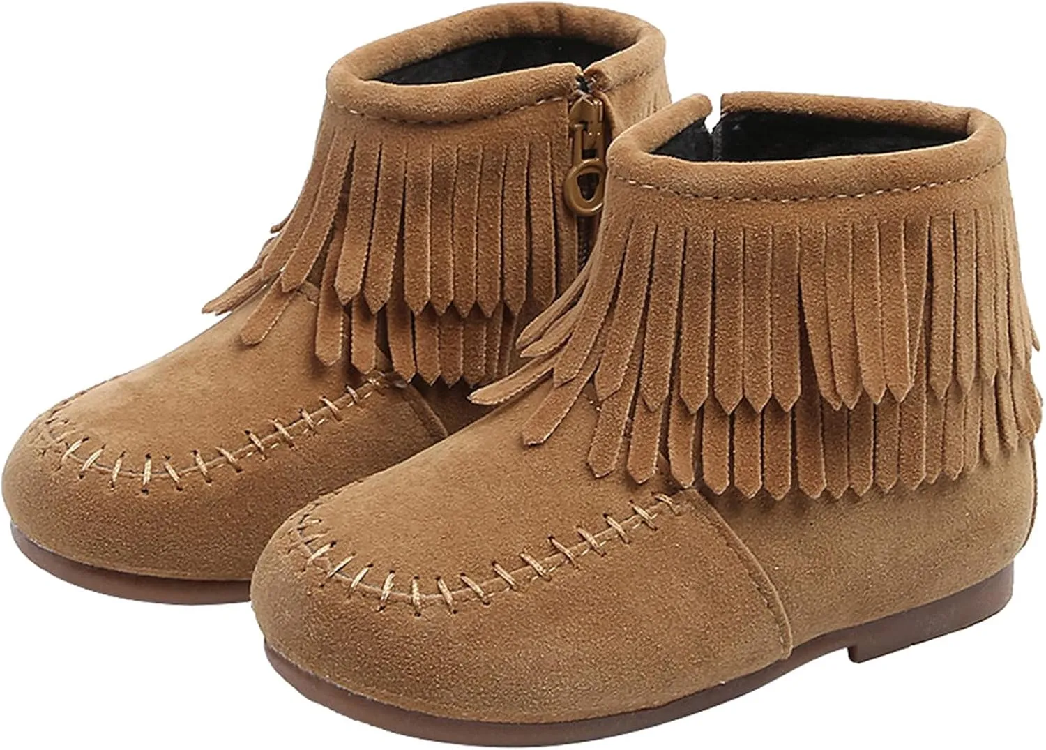 EnJoCho Boots for Kids 12M-6Years Little Girls Tassel Suede Ankle Boots Side Zipper Short Booties Winter Snow Boot