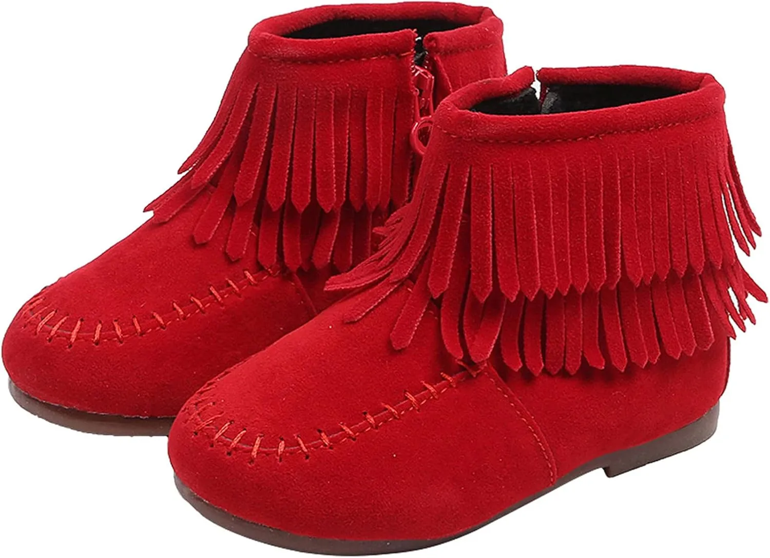 EnJoCho Boots for Kids 12M-6Years Little Girls Tassel Suede Ankle Boots Side Zipper Short Booties Winter Snow Boot
