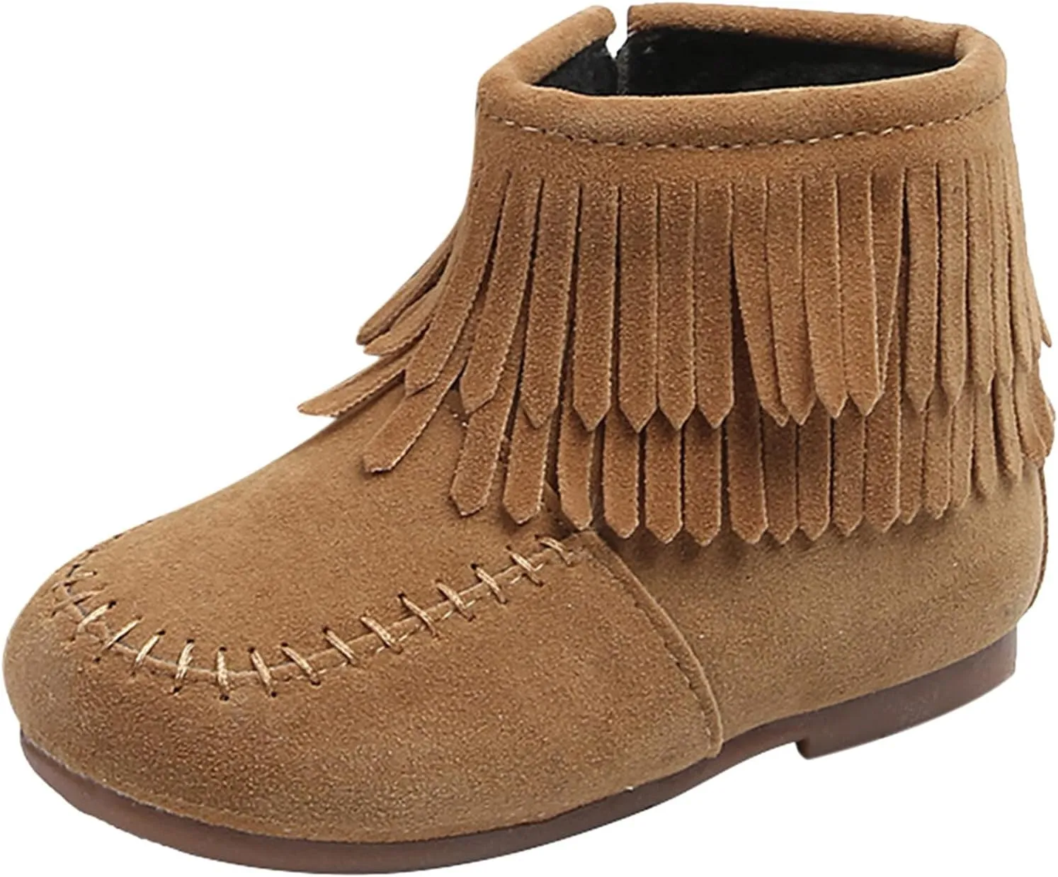 EnJoCho Boots for Kids 12M-6Years Little Girls Tassel Suede Ankle Boots Side Zipper Short Booties Winter Snow Boot