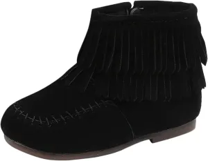 EnJoCho Boots for Kids 12M-6Years Little Girls Tassel Suede Ankle Boots Side Zipper Short Booties Winter Snow Boot