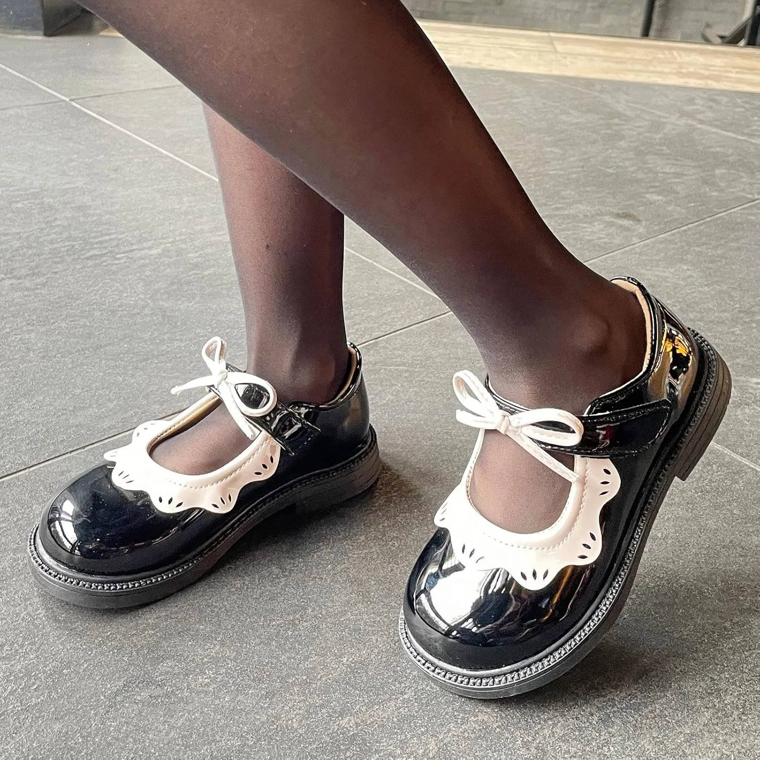 EnJoCho Kids Running Shoes Toddler Little Girl Oxfords Dress Shoes Casual Slip on Ballet Flat Princess Shoes for 1-11 Years (Black, 9.5 Years)