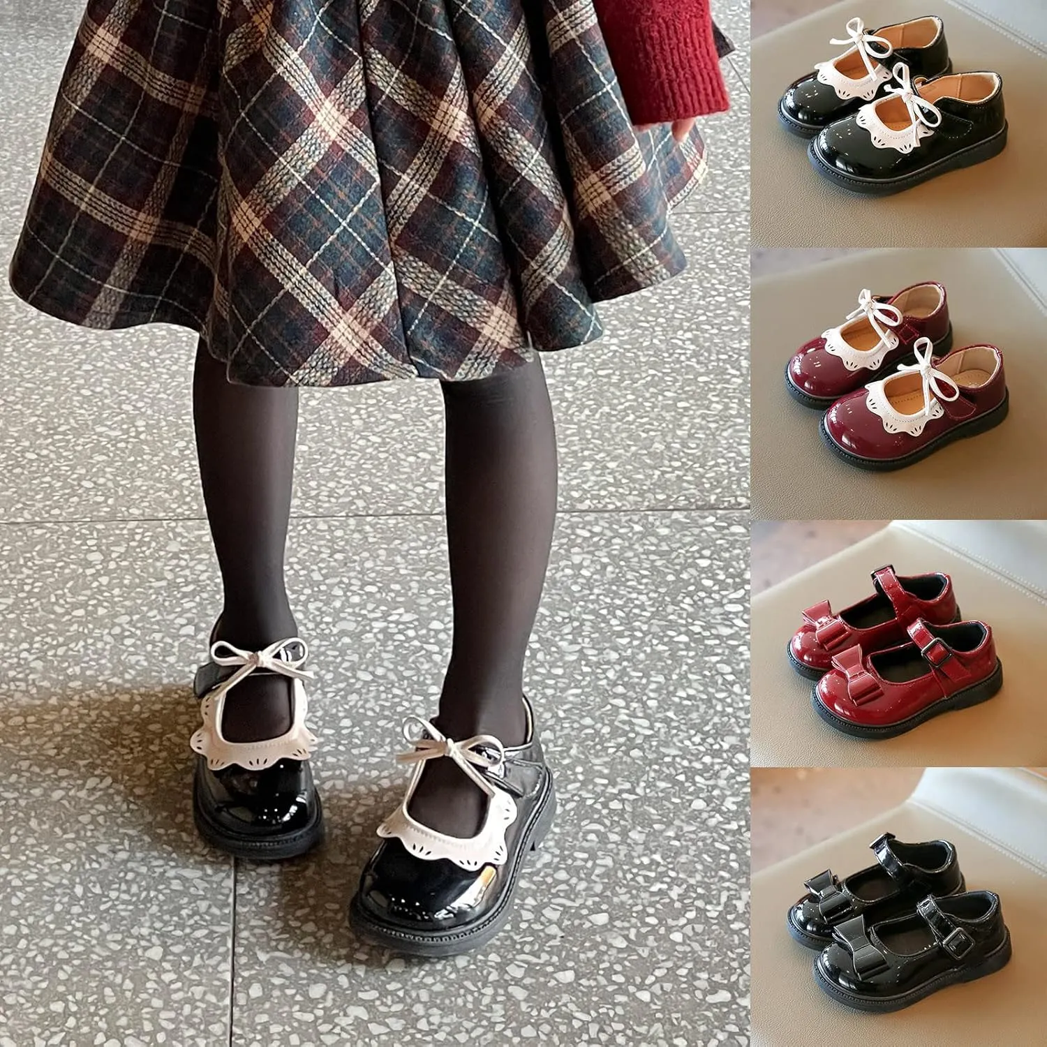 EnJoCho Kids Running Shoes Toddler Little Girl Oxfords Dress Shoes Casual Slip on Ballet Flat Princess Shoes for 1-11 Years (Black, 9.5 Years)