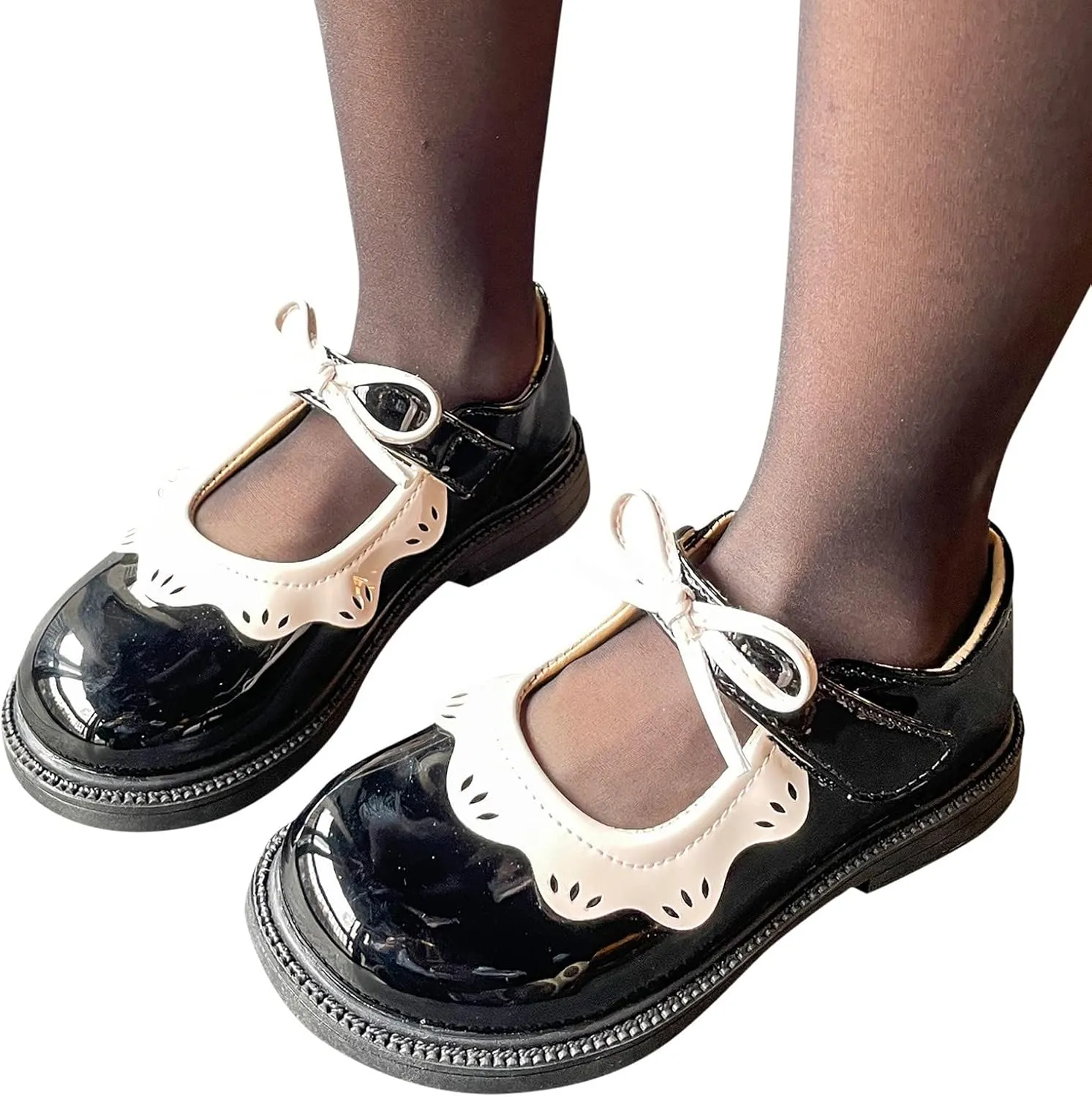 EnJoCho Kids Running Shoes Toddler Little Girl Oxfords Dress Shoes Casual Slip on Ballet Flat Princess Shoes for 1-11 Years (Black, 9.5 Years)