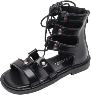 EnJoCho Little Girls Solid Color Foot Warmer Kids Girls Sandals Zipper Casual Adjustable Rope Straps Light Weight Shoes