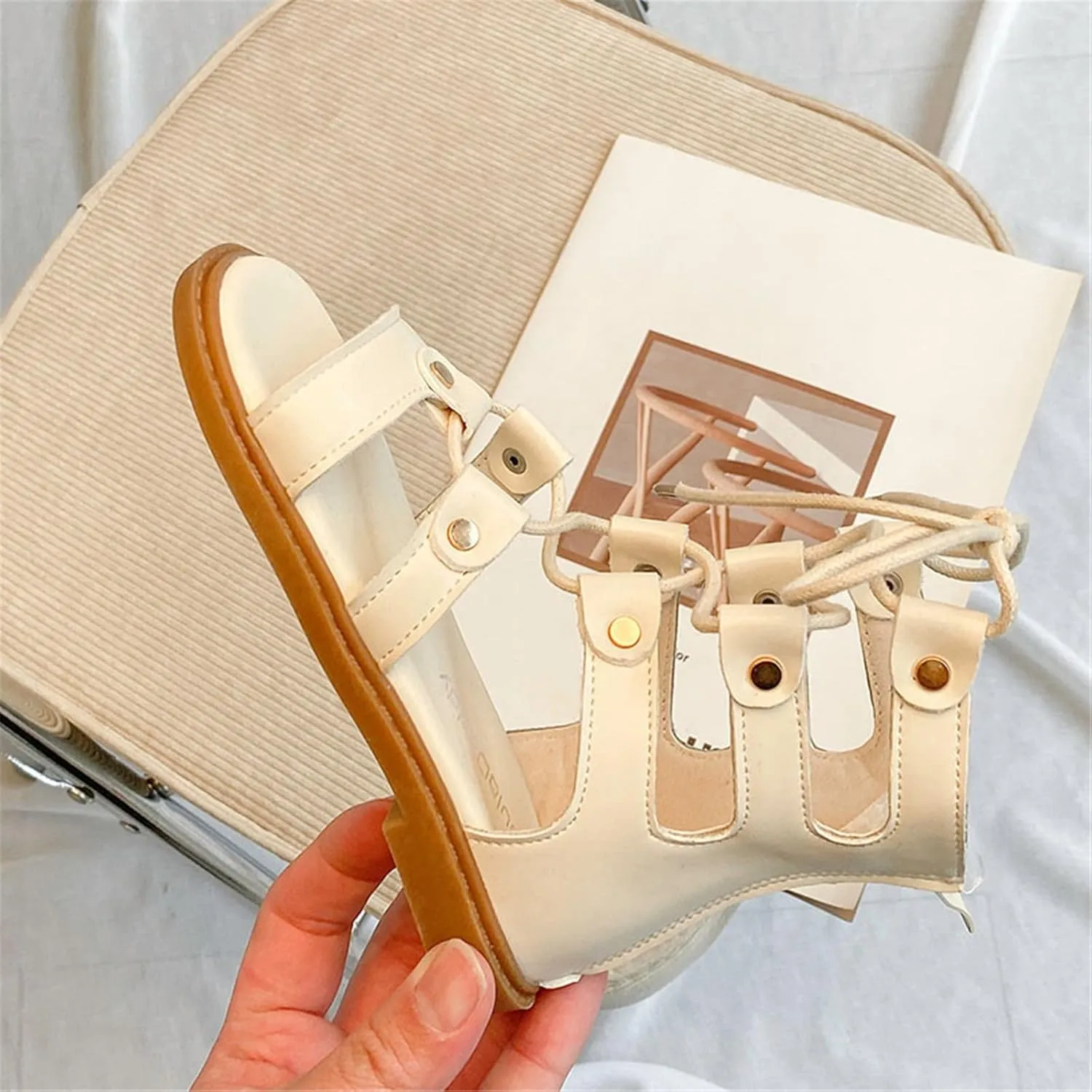 EnJoCho Little Girls Solid Color Foot Warmer Kids Girls Sandals Zipper Casual Adjustable Rope Straps Light Weight Shoes