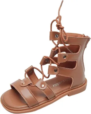 EnJoCho Little Girls Solid Color Foot Warmer Kids Girls Sandals Zipper Casual Adjustable Rope Straps Light Weight Shoes